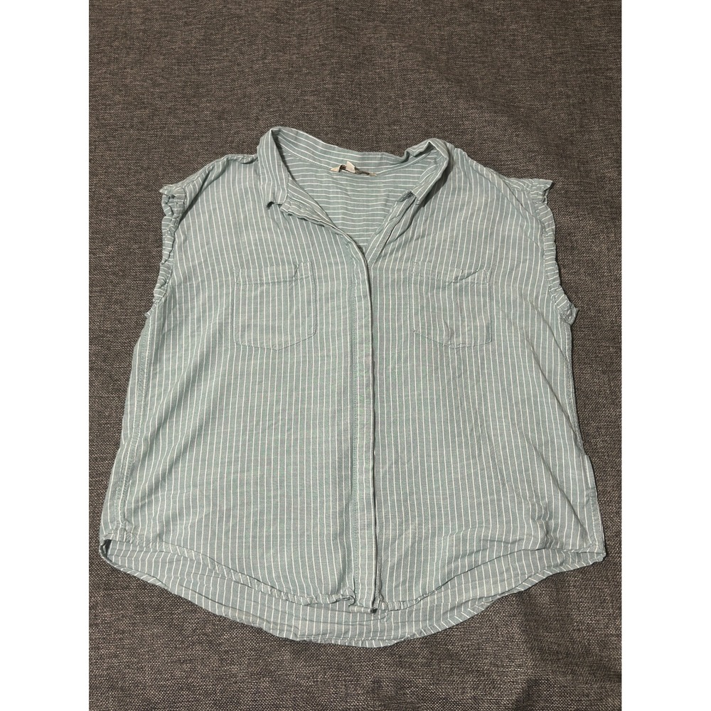 Jachs Girlfriend Women's XL Sleeveless Button Up Striped Top 1859440